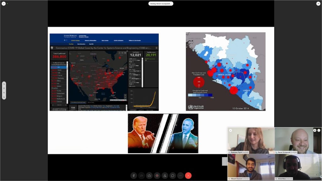 A screen shot from the remote version of the infectious diseases class.
