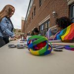 Celebrating Gay Pride and LBGT awareness during the Involvement Fair at the Waterbury campus on Sept. 5, 2019. (Sean Flynn/UConn Photo)