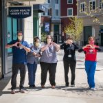 UConn Health providers outside the clinic in Storrs on May 05, 2020. (UConn photo/SeanFlynn)