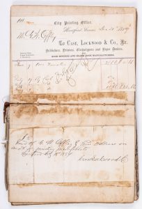 Anna Mae Duane has been using digital archives, like these 161-year-old receipts, in lieu of physical materials.  (Courtesy of the American Antiquarian Society)