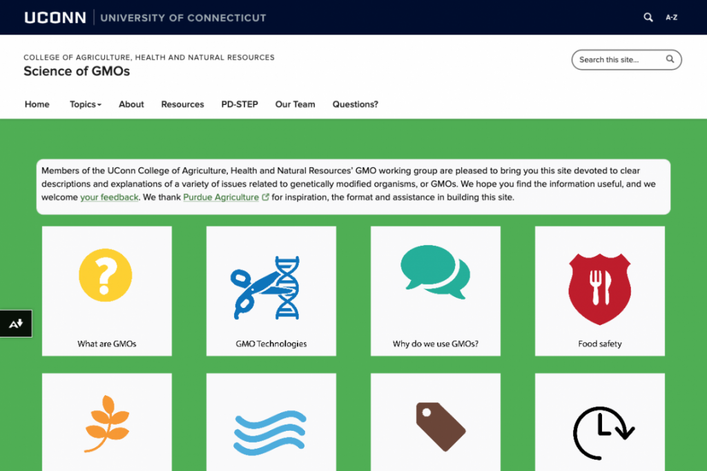 GMO.uconn.edu screenshot