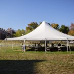 A large tent on the South Campus quad.