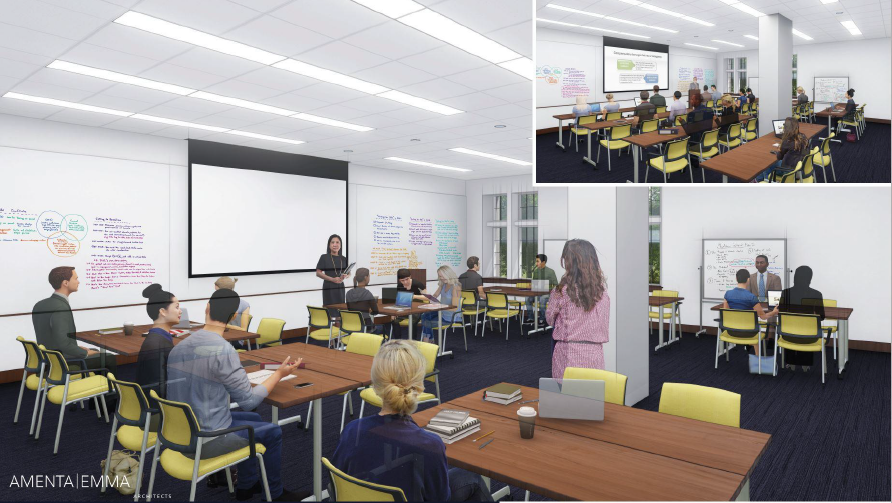 Architect's rendering of the new high-tech classrooms at the UConn School of Law.