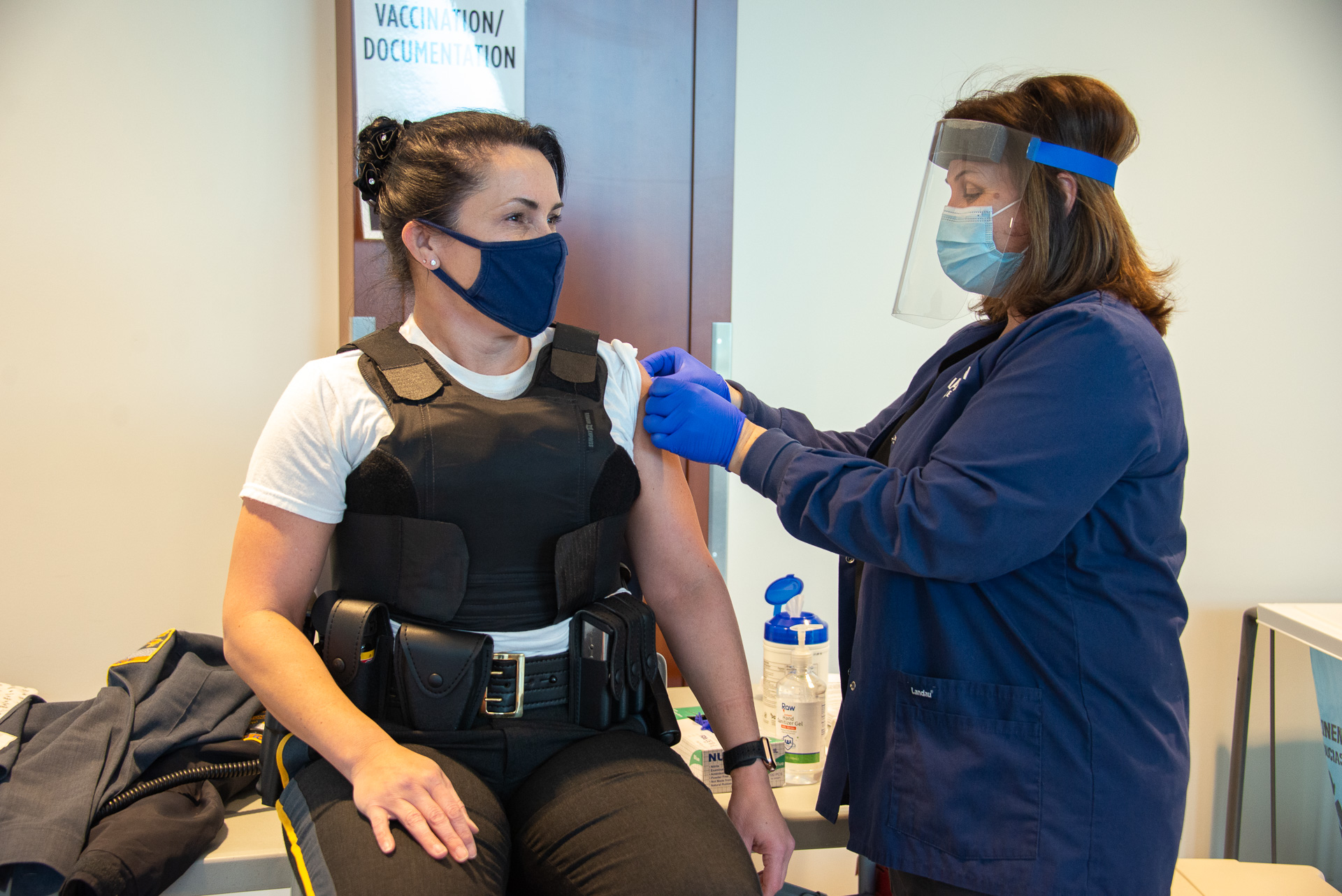 UConn Deputy Chief of Police Maggie Silver receives a vaccine for COVID-19