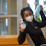 But if there's one piece of visual shorthand that's likely to represent the whole of Fall 2020, it has to be the hottest fashion statement on campus: the mask. (UConn Photo/Sean Flynn)