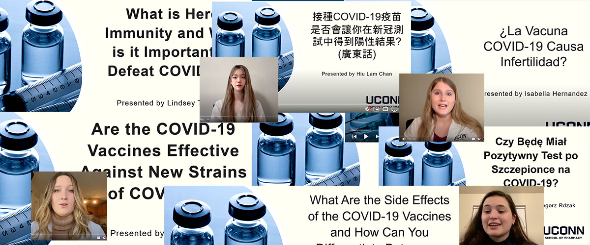 Collage of screen shots of YouTube videos presenting some of the COVID 19 vaccine questions topics being discussed in the linked videos