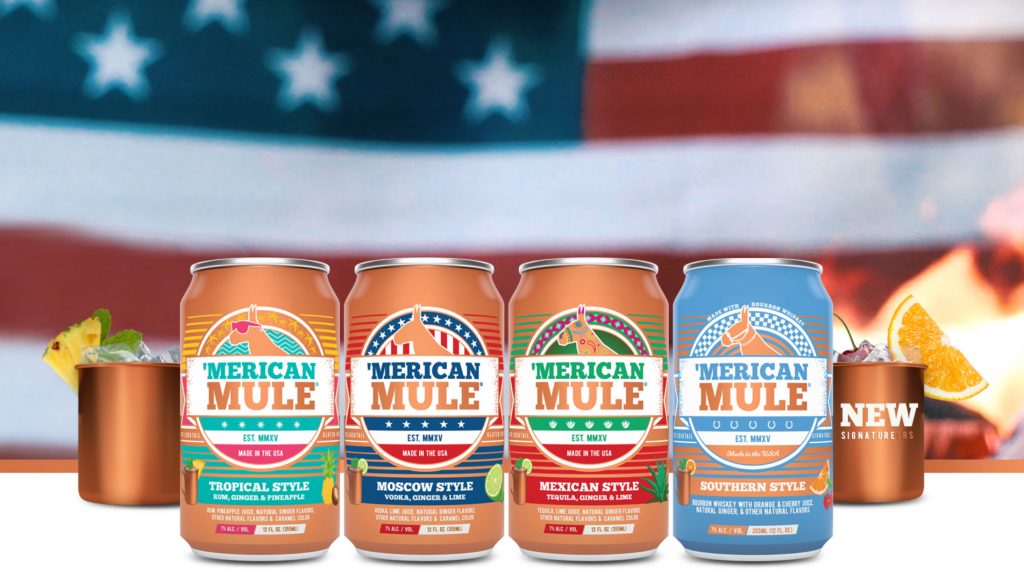 Four different types of the 'Merican Mule cocktail, created by a UConn graduate.