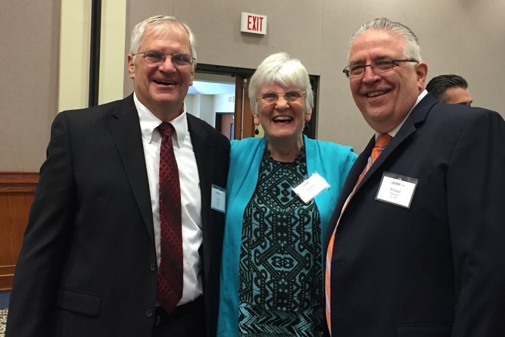 Left to right: Dean Emeritus of the School of Allied Health, Associate Professor Emerita Pamela Roberts and Roland Perreault.