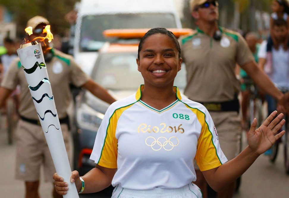 Pauline Batista carrying the 2016 olympic torch