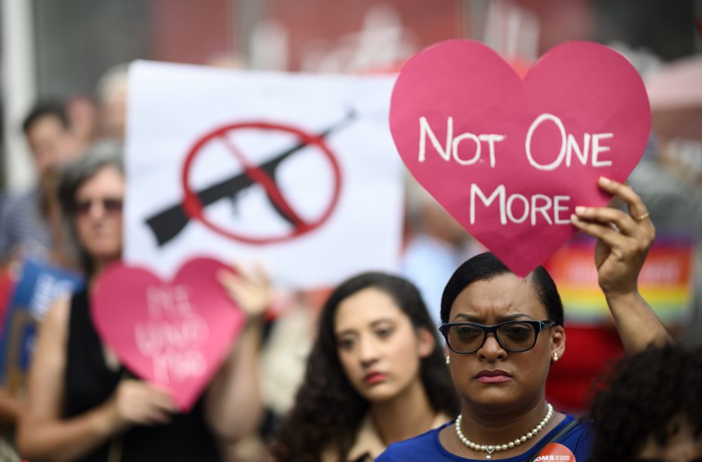 A 2019 rally against gun violence in New York City. An April 1 panel organized by UConn scholars brings together researchers, lawmakers, and activists to share perspectives on the persistent public policy issue.