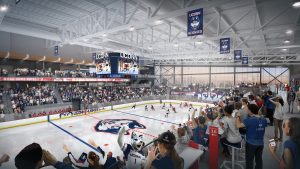 An artist's rendering of the planned ice hockey rink to be built at UConn Storrs.