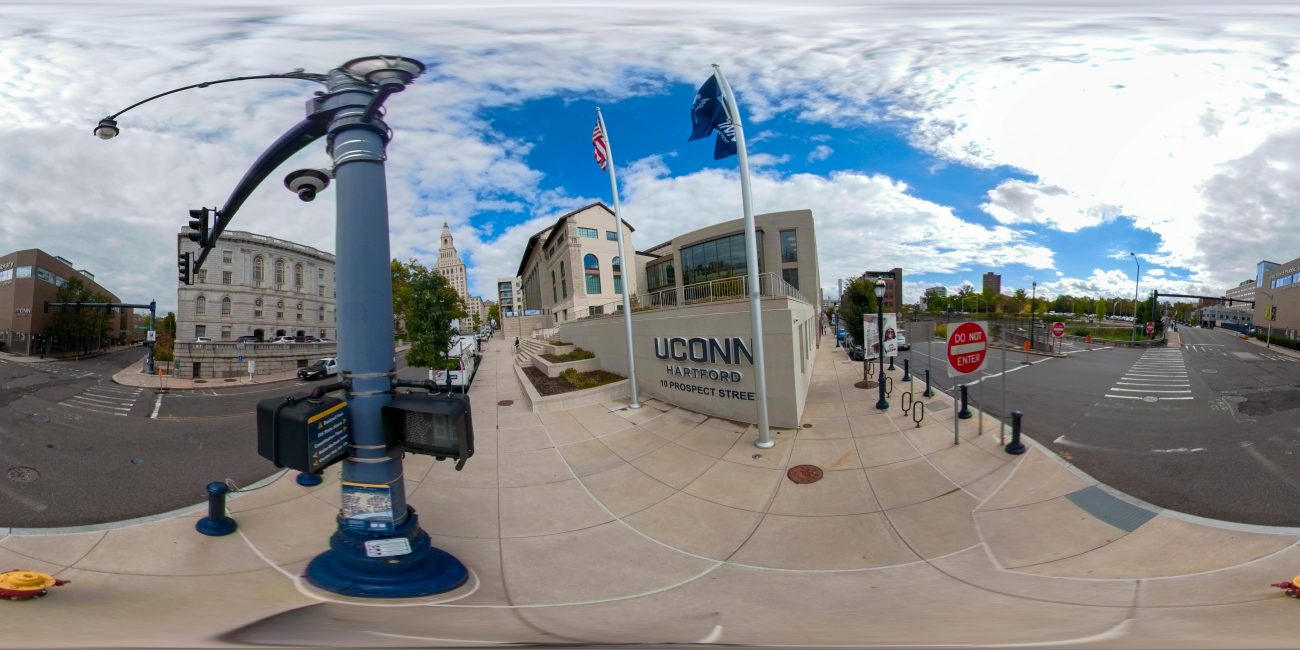 A panoramic view of the UConn Hartford campus. The Sustainable Global Cities Initiative at UConn Hartford aims to become a center of research and information-gathering on urban life in Connecticut and beyond.