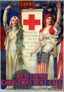 A Red Cross poster depicts nurses.