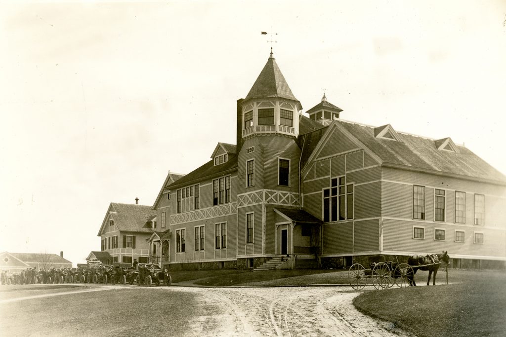 The main administration building at Storrs Agricultural School, which later became known as 'Old Main.' Located roughly where Wilbur Cross stands today, Old Main was razed in 1927.