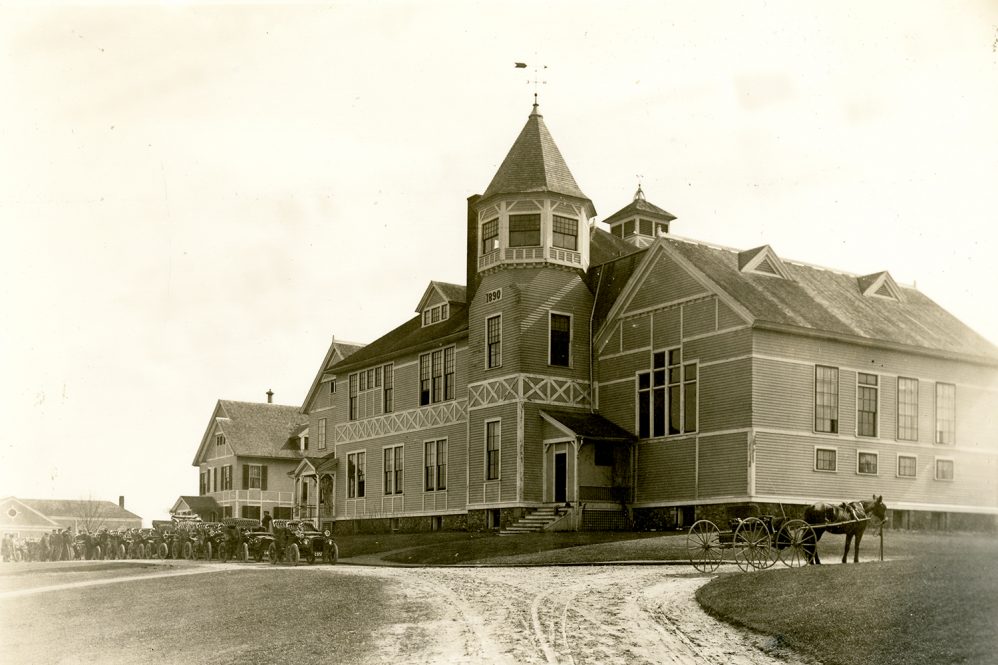 The main administration building at Storrs Agricultural School, which later became known as 'Old Main.' Located roughly where Wilbur Cross stands today, Old Main was razed in 1927.