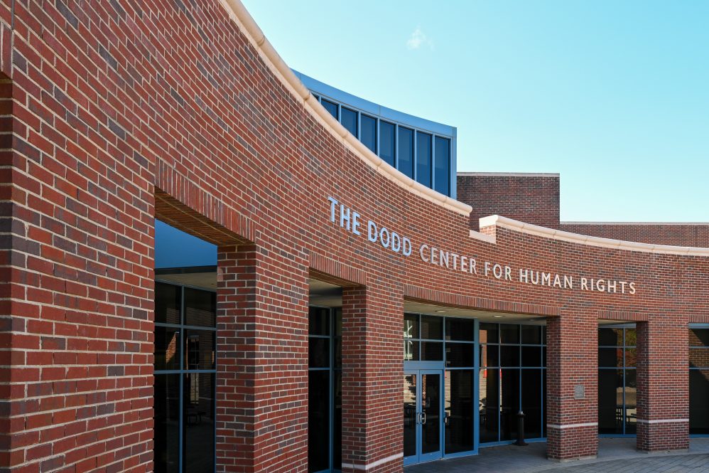 The exterior of the Dodd Center building.