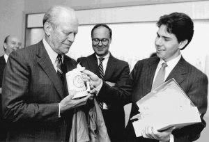 Gerald Ford visits UConn in 1986.