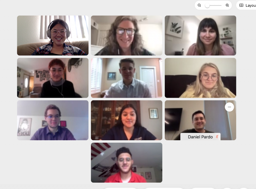 Screen shot of some of the student and faculty faces participating in the Interprofessional Education Welcome Event