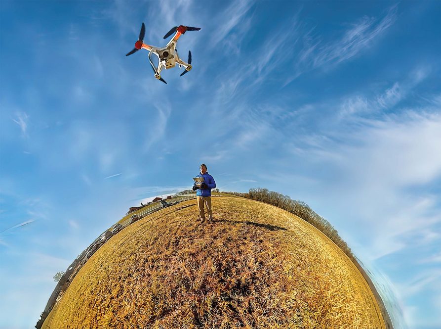 Milton Levin flying his drone on Horsebarn Hill.