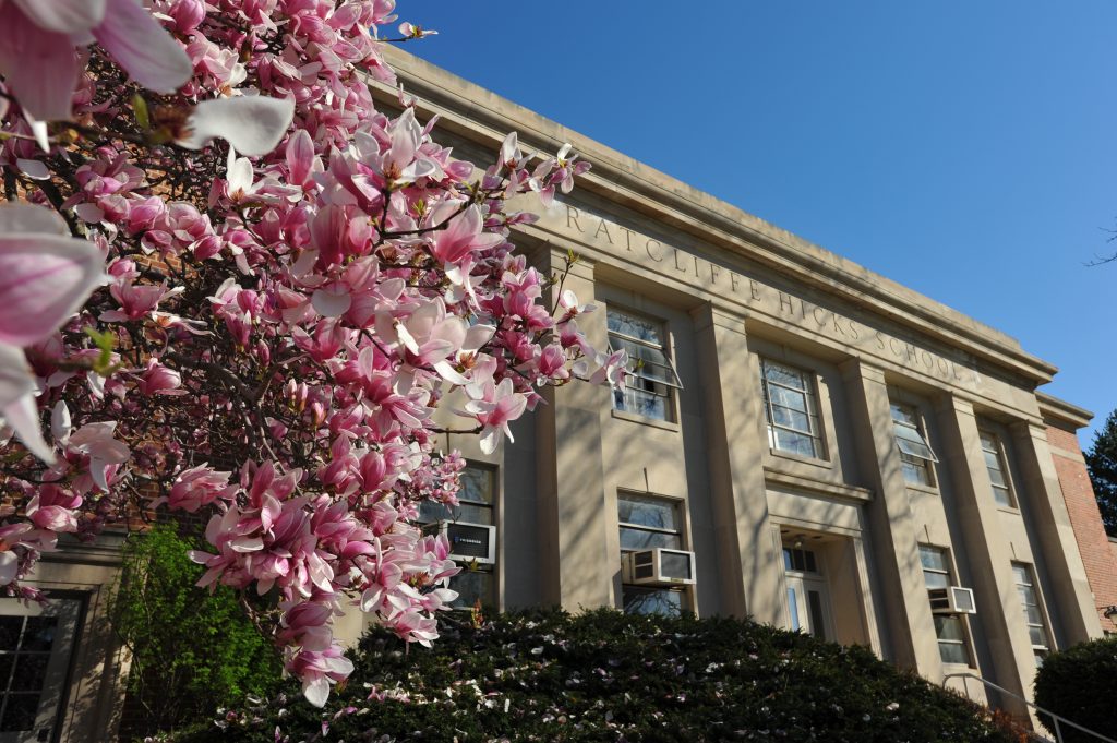 A magnolia tree blossoming outside the Ratcliffe Hicks School of Agriculture, where a new program for Native students will be launched.