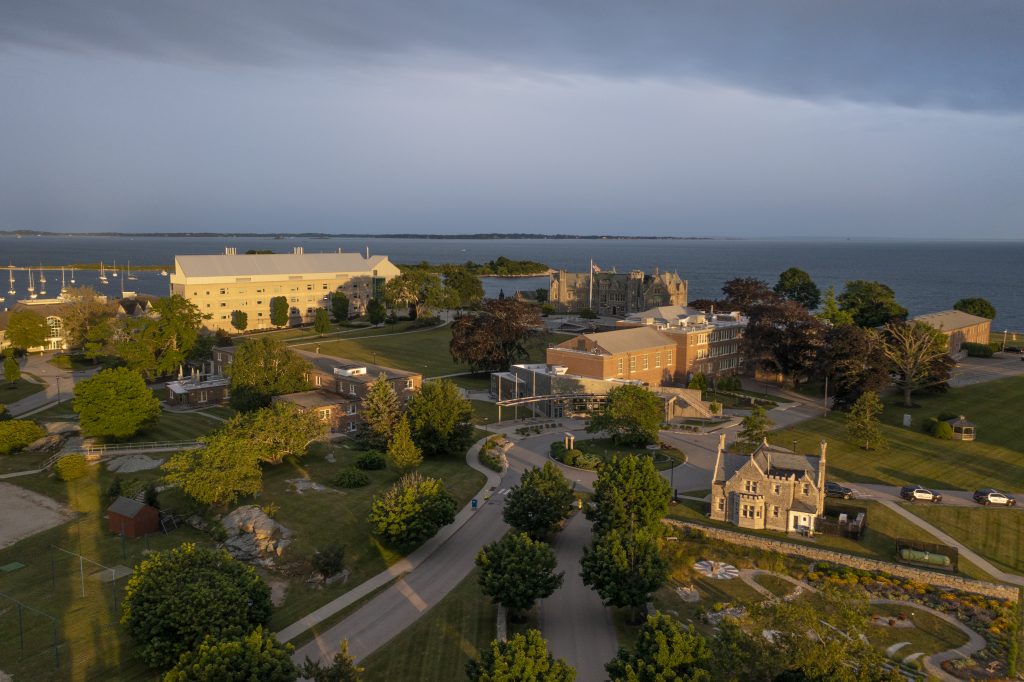 An image of the Avery Point campus captured via drone camera.