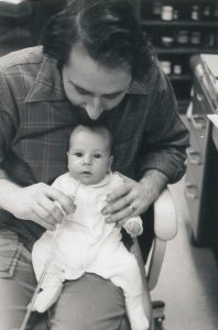 Peter Setlow with infant son