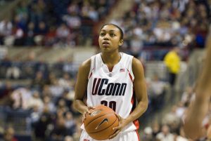 Renee Montgomery during her playing days at UConn (UConn Photo).