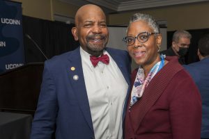 Cato T. Laurencin, M.D., Ph.D. with his wife Cynthia at the the Spingarn Medal Ceremony held at the Hartford Golf Club on Jan. 28, 2022