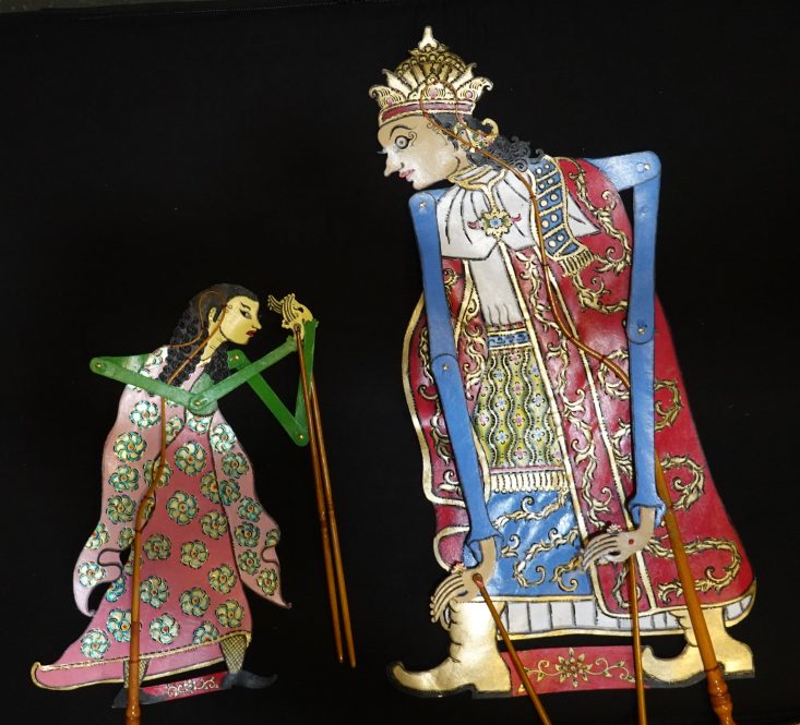Handmade shadow puppets of Esther and King Ahasuerus were designed for UConn's production of "Wayang Esther: A Contemporary Retelling of the Book of Esther," which will be performed March 12 and 13 at the Mandell Jewish Community Center in West Hartford.