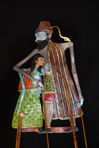 Handmade shadow puppets of Esther and Mordechai were designed for UConn's production of "Wayang Esther: A Contemporary Retelling of the Book of Esther," which will be performed March 12 and 13 at the Mandell Jewish Community Center in West Hartford (courtesy of Matthew Cohen).