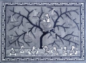 "Krishna Stealing the Saris of the Gopies" by Naresh Kumar Paswan.