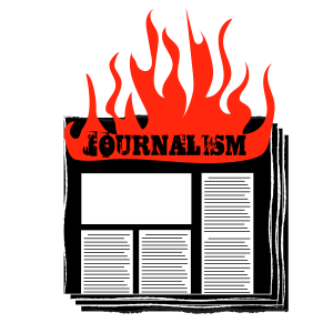 polka tattoo style artwork that depicts journalism being under fire