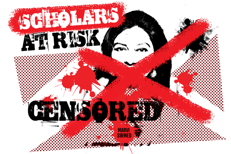 polka tattoo style artwork that depicts Marvi Sirmed being censored