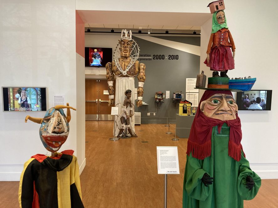 The puppets on display in the "Hecho en Puerto Rico" exhibit range in age from 1960 to the present, and reflect a variety of styles, artistic media, and purposes (Tom Breen / UConn Photo).