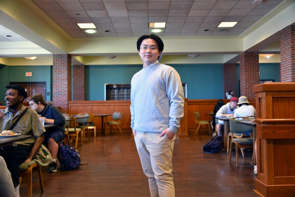Male student in dining hall