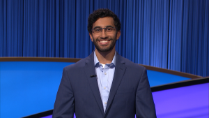 UConn graduate Mihir Nene on the set of Jeopardy!