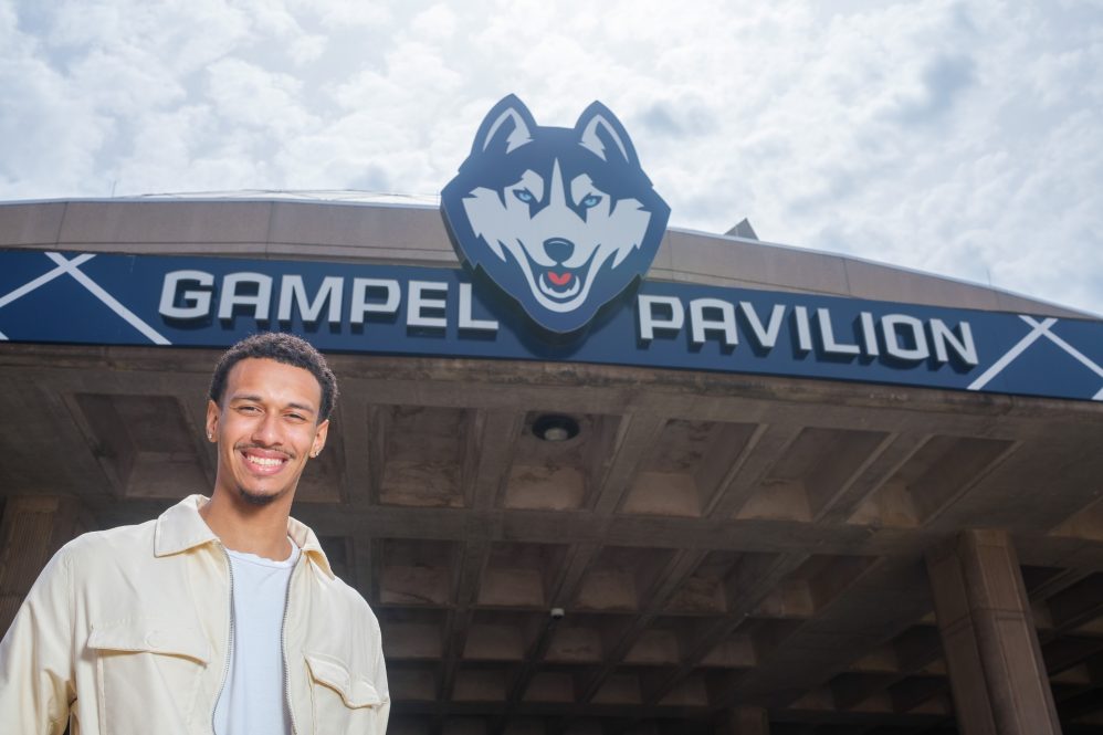 Ty Reeves '22 (CLAS), outside Gampel Pavilion