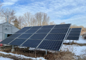 A solar panel array at Spring Valley Student Farm.