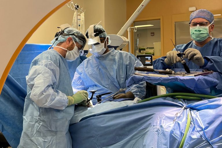 spine surgery in operating room