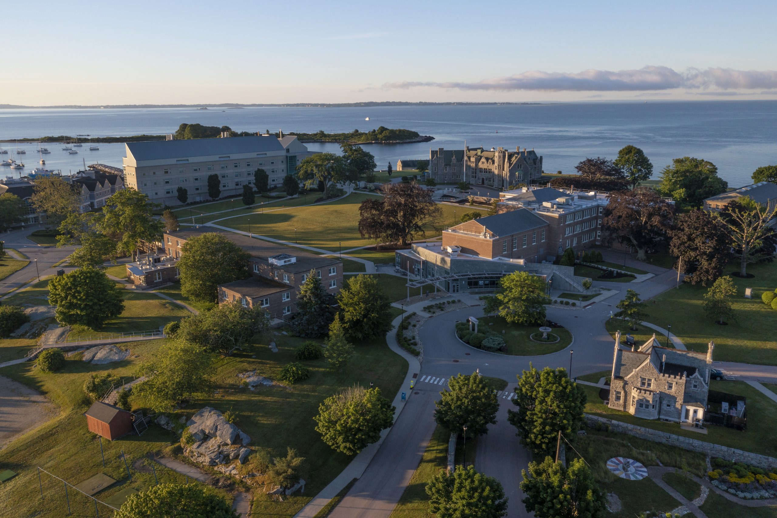 Drone morning shot of UConn Avery Point Campus