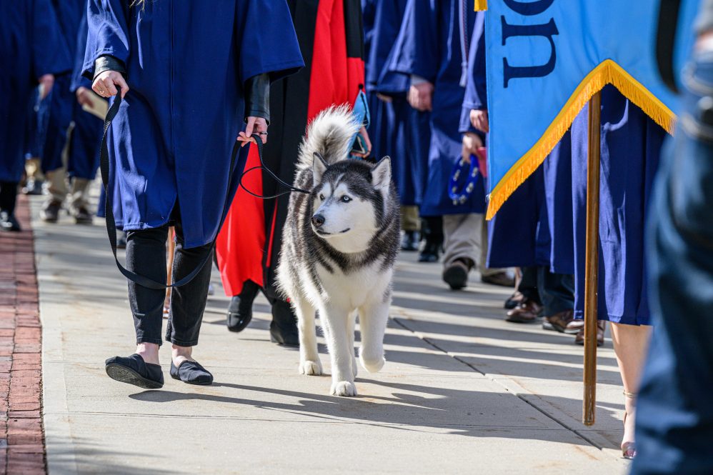 onathan XIV leads the Neag School of Education Commencement procession