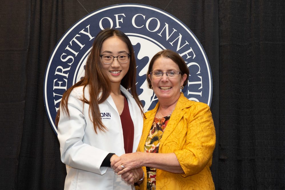 Pharmacy Associate Professor Andrea K. Hubbard with scholarship recipient