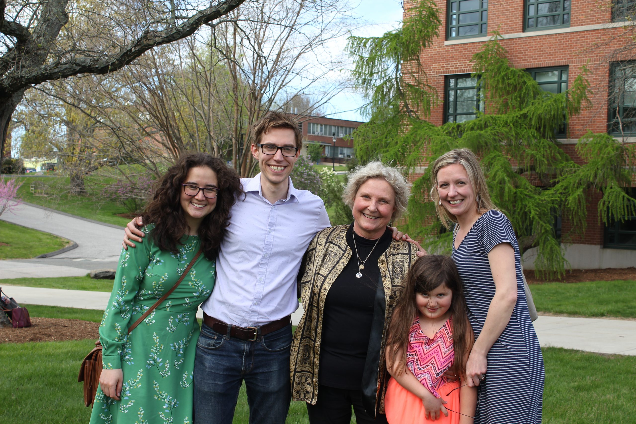 Bushmich (center) with her family, from left Liz, Alex, Violet, and Aurora. (Kevin Noonan/UConn Photo)