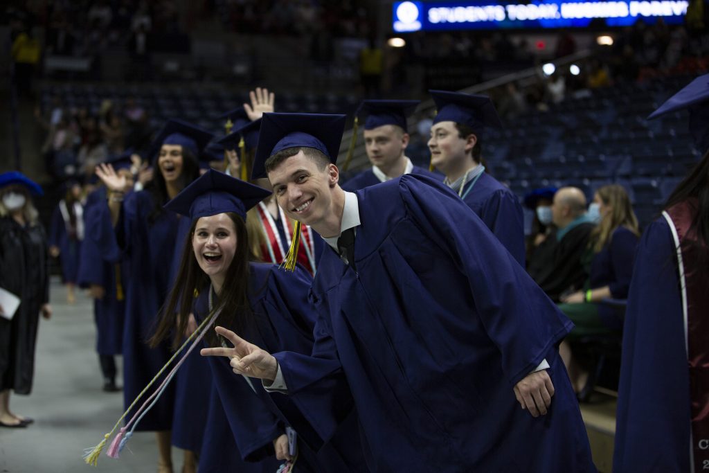 Degree candidates process into Gampel Pavilion