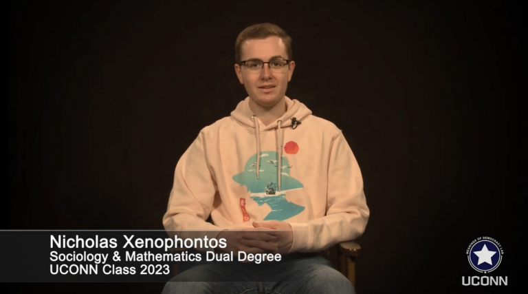 Nicholas Xenophontos ’23 (CLAS) reads his prize-winning essay on the meaning of America