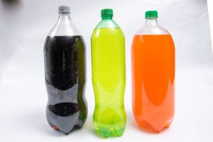 Plastic soda bottles on a white background. (Beverage, drink ) Jan. 20, 2021. (Sean Flynn/UConn Photo)