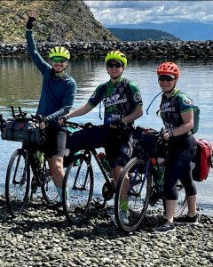Cyclists on Pacific shore
