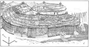 Reconstruction of the hunter-gather hut dating to the Epipalaeolithic period. (Image credit: Andrew Moore).