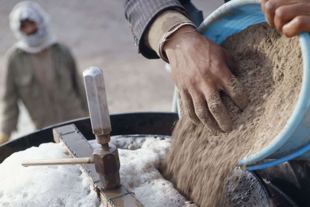 Archaeological sediment from Abu Hureyra being “floated” during the early 1970s to extract organic remains including seeds and wood charcoal.