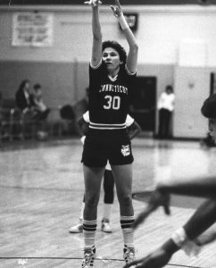 Cathy Bochain during her days as a member of the UConn women's basketball team.